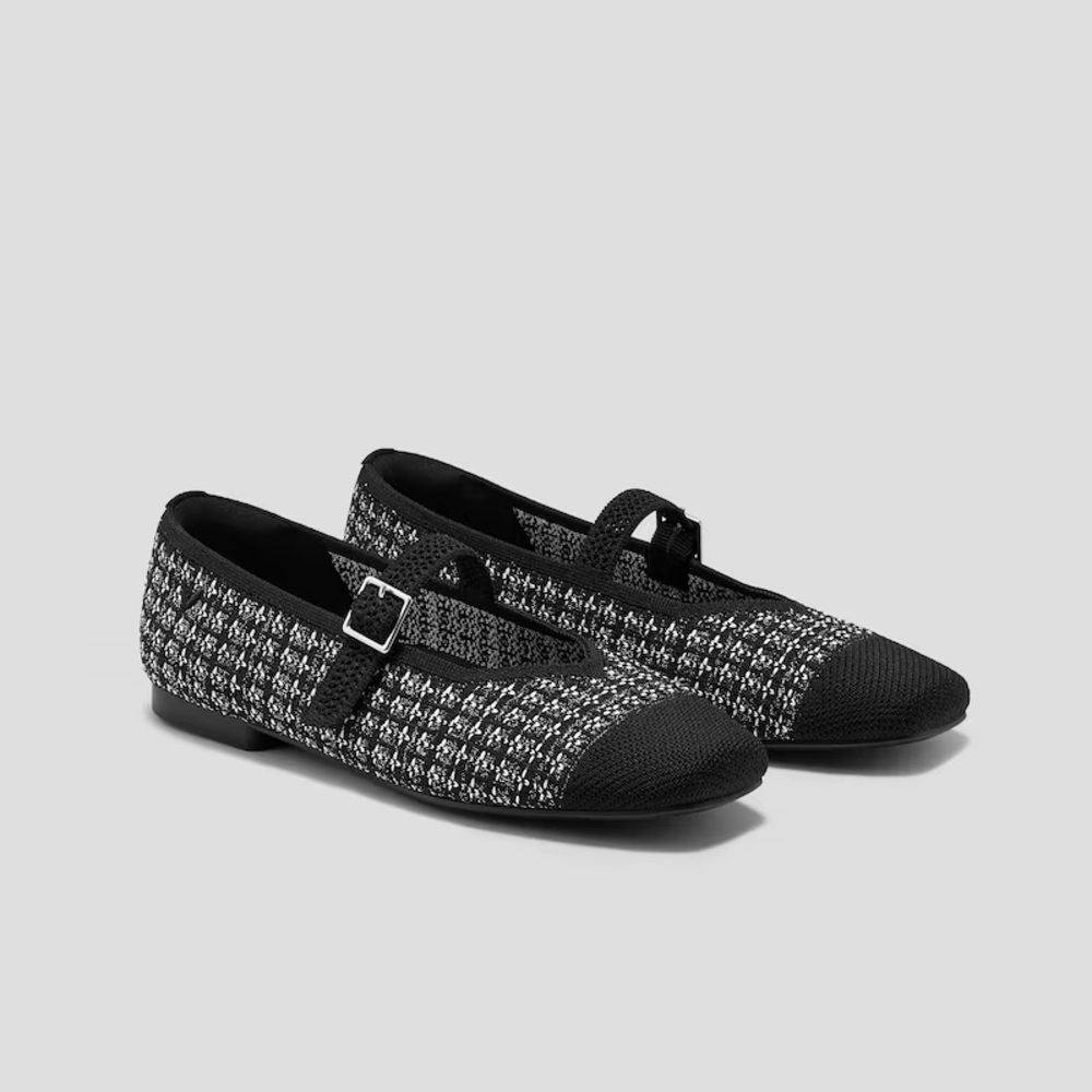 Vivaia Black & White tweed Margot-Jane flats